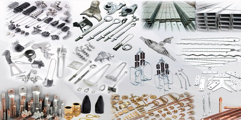 Range of transmission line hardware: clamps, fittings, dampers and tower accessories
